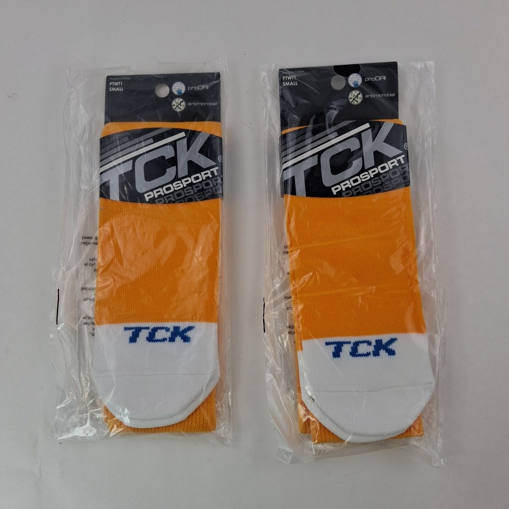 TCK ProSport Socks Mens Small Gold Over Calf ProDRI Antimicrobial White Toe